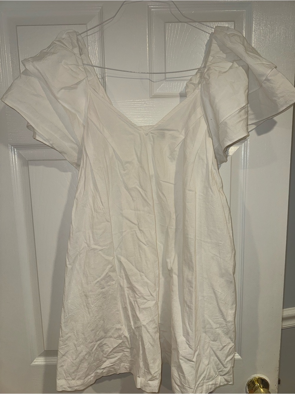 White Puff Sleeve Mini Dress